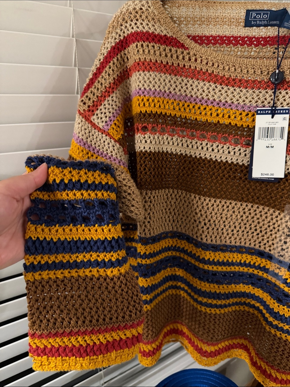 Polo Ralph Lauren Multicolor Open-Knit Stripe Sweater - Picture 6 of 8